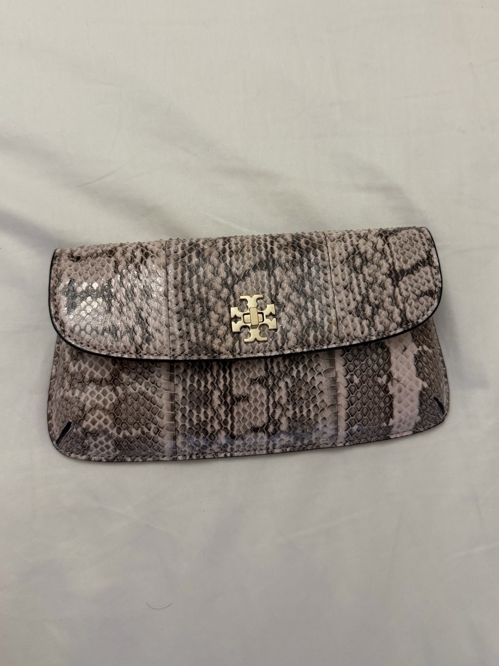 Tory Burch Snake-Embossed Leather Clutch Wallet